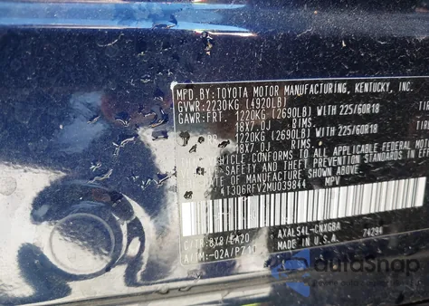 2021 Toyota Rav4 Hybrid Limited из США, поврежденный, VIN 4T3D6RFV2MU039844